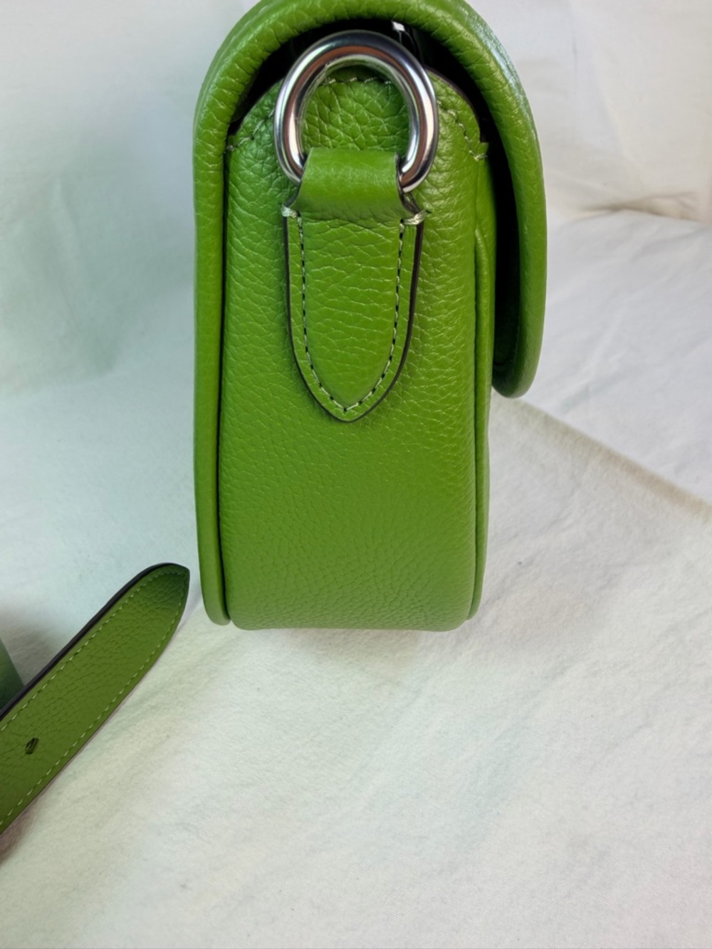 Coach Willow Saddle Bag Dark Lime Green Pebbled Leather Turnlock Crossbody - Picture 6 of 14
